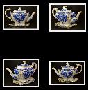 FINE ENGLISH PORCELAIN FLOW BLUE TEA POT, c1912, FINE CHINA, FLORAL