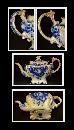 FINE ENGLISH PORCELAIN FLOW BLUE TEA POT, c1912, FINE CHINA, FLORAL