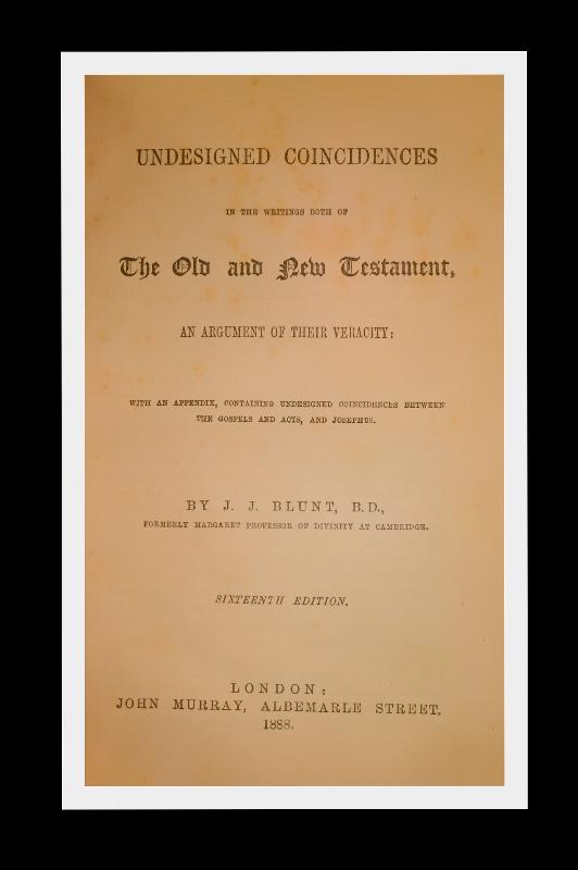 Blunt's Undesigned Coincidences of Old & New Testament, Leather, 1888, Prize Book