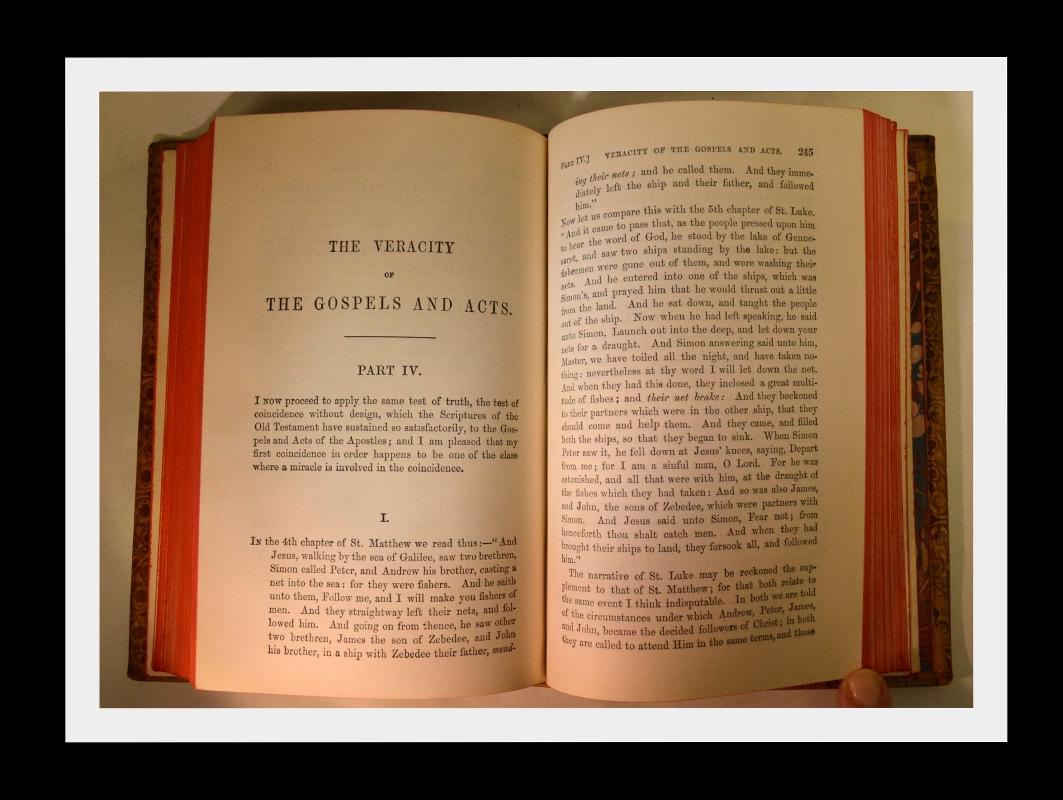 Blunt's Undesigned Coincidences of Old & New Testament, Leather, 1888, Prize Book