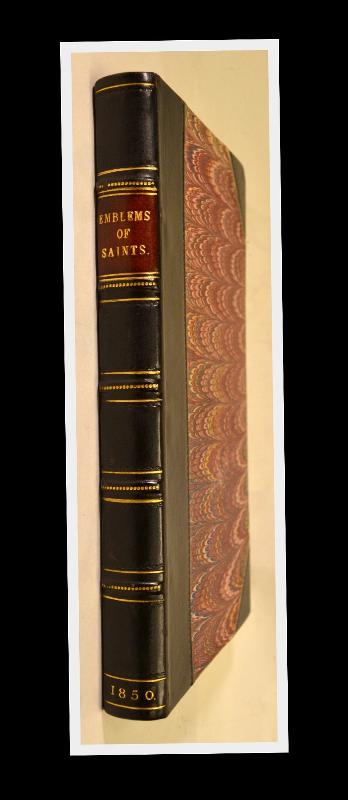EMBLEMS OF SAINTS 1850 LEATHER NEAR FINE MARBLED PAPER