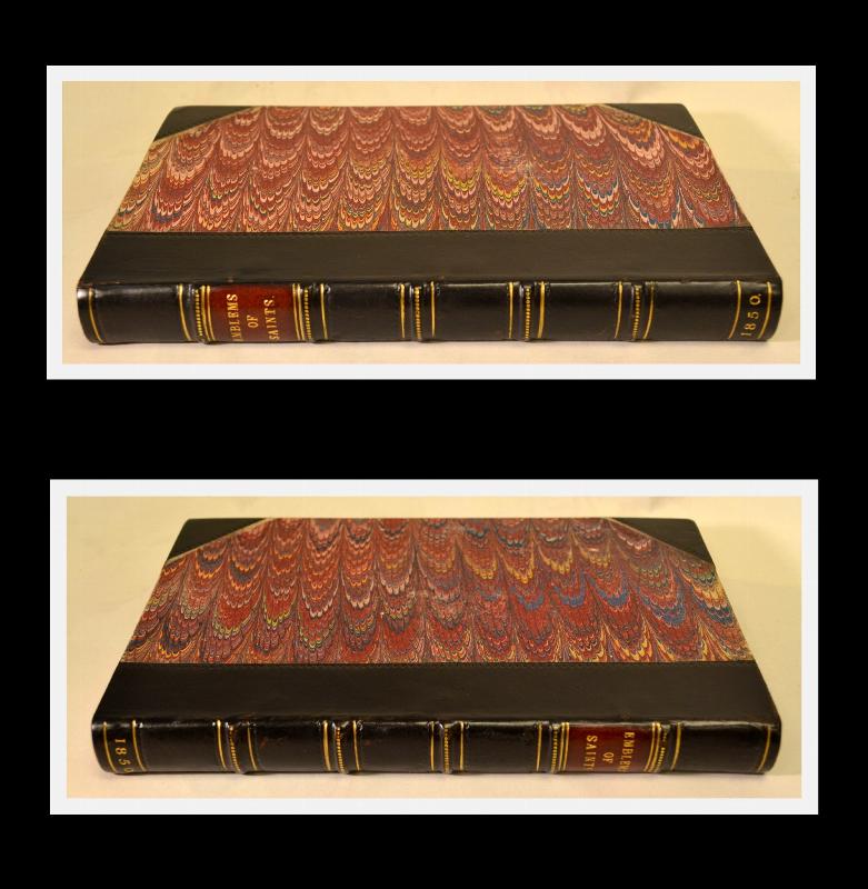 EMBLEMS OF SAINTS 1850 LEATHER NEAR FINE MARBLED PAPER