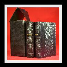 1852 BOXED SET, PRAYERS & LESSONS, LEATHER BOUND, FINE!!!