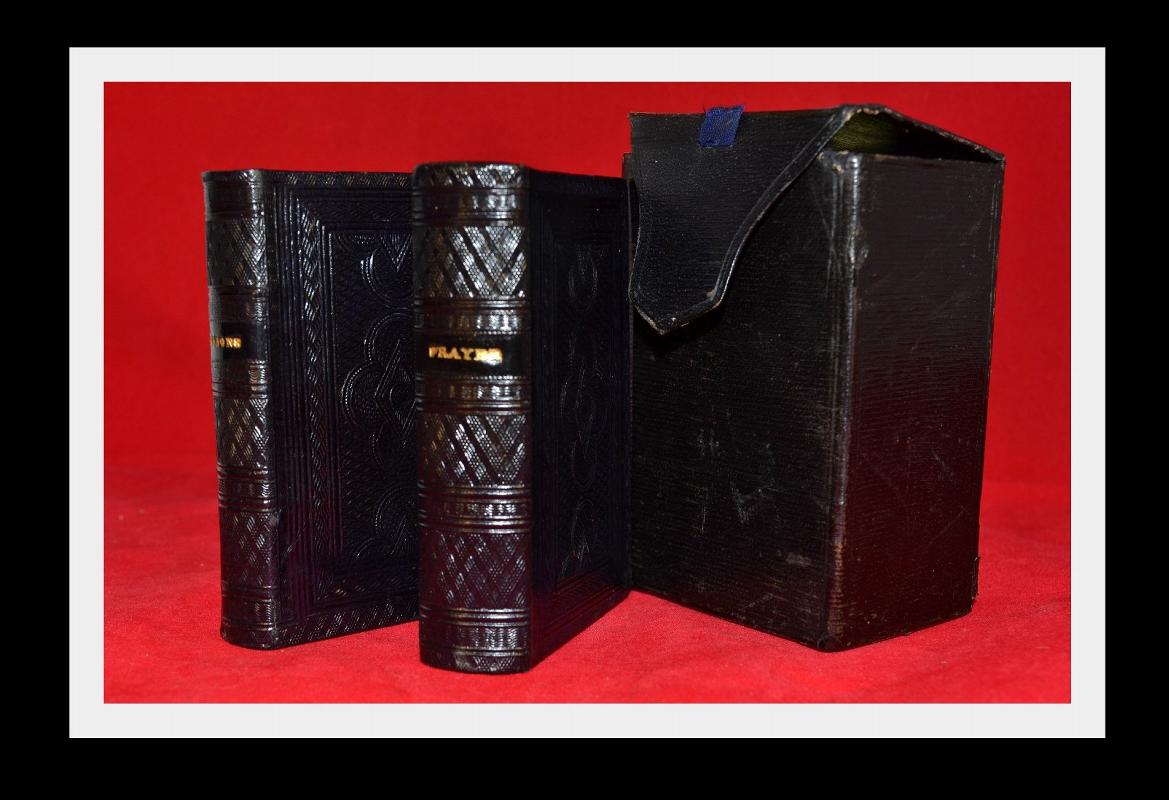 1852 BOXED SET, PRAYERS & LESSONS, LEATHER BOUND, FINE!!!
