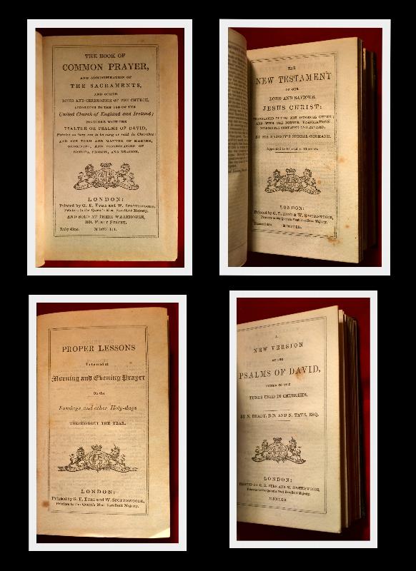 1852 BOXED SET, PRAYERS & LESSONS, LEATHER BOUND, FINE!!!
