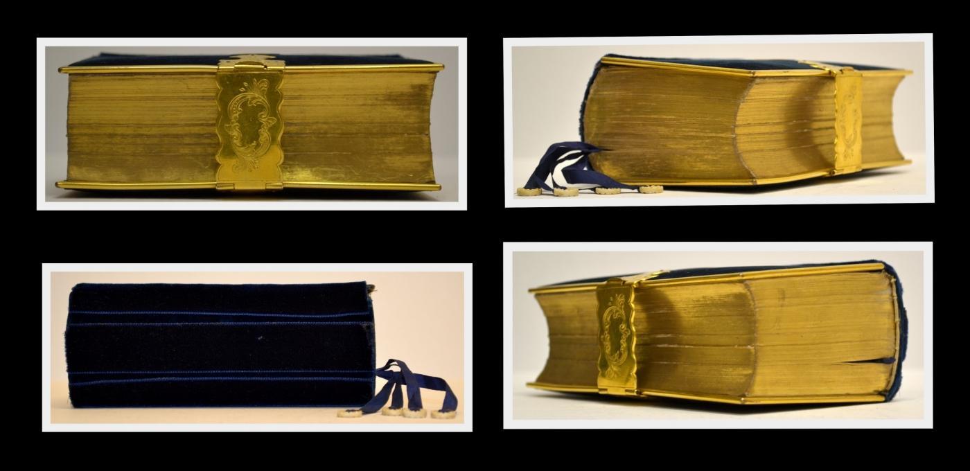 1840 VELVET CHURCH SERVICES, NEW TESTAMENT, BOOK OF COMMON PRAYER, LESSONS, PSALMS & HYMNS