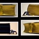 1840 VELVET CHURCH SERVICES, NEW TESTAMENT, BOOK OF COMMON PRAYER, LESSONS, PSALMS & HYMNS
