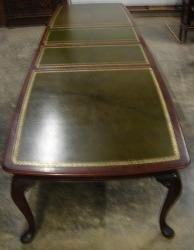 English Solid Mahogany Conference Table Gilded Leather Top