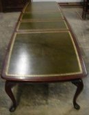 English Solid Mahogany Conference Table Gilded Leather Top