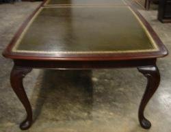 English Solid Mahogany Conference Table Gilded Leather Top