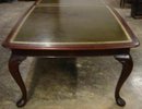 English Solid Mahogany Conference Table Gilded Leather Top