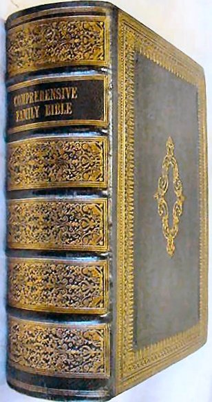 1854 Family Bible Gilded Black Leather, Large