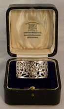 Intricate Silver Victorian Era Napkin Ring In Original Box