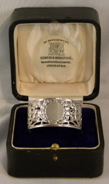 Intricate Silver Victorian Era Napkin Ring In Original Box