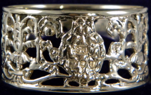 Intricate Silver Victorian Era Napkin Ring In Original Box