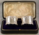 Boxed Set Pair Silver Napkin Rings 1909