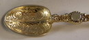 Set of 6 Ornate Gold Gilded Silver Spoons Original Box