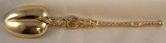 Set of 6 Ornate Gold Gilded Silver Spoons Original Box