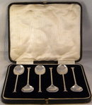 Boxed Set 6 Art Deco Sterling Silver Coffee Spoons