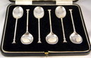 Boxed Set 6 Art Deco Sterling Silver Coffee Spoons