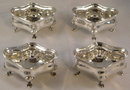 4 Art Nouveau Silver Salt Cellars, Original Box 1906