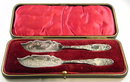 Heavily Engraved Victorian Silver Butter Knives, boxed 1897
