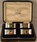 Boxed Set of 4 Sterling Silver Napkin Rings, Birmingham, 1905