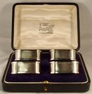 Boxed Set of 4 Sterling Silver Napkin Rings, Birmingham, 1905
