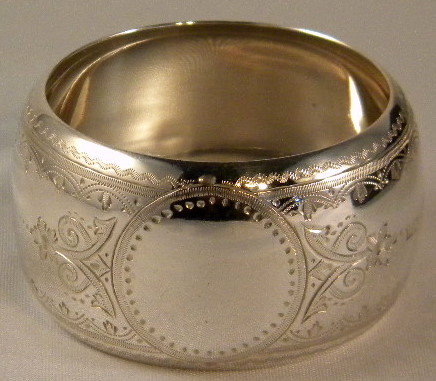 Boxed Pair Scottish Sterling Silver Napkin Rings, Edinburgh 1897