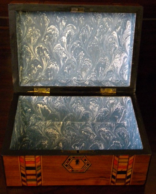 Victorian English Rosewood Dresser Box With Tunbridge Ware Inlays