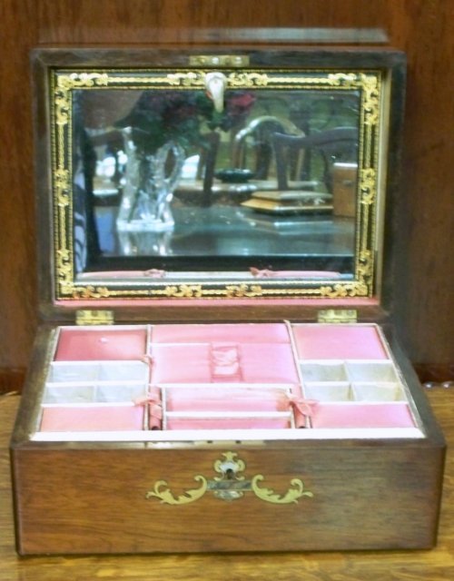 Inlaid Rosewood Victorian Traveling Box, 1860