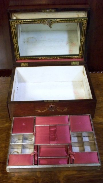 Inlaid Rosewood Victorian Traveling Box, 1860
