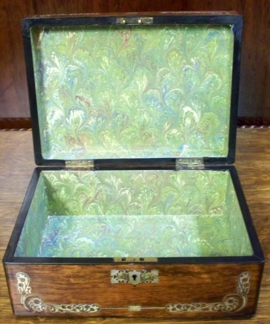 Rosewood Victorian Vanity Box, Exquisite Inlays of Abalone & MOP