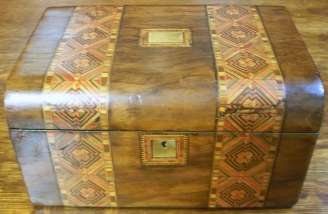 English 19th Century Burl Walnut Tunbridge Ware Inlaid Box, 1860