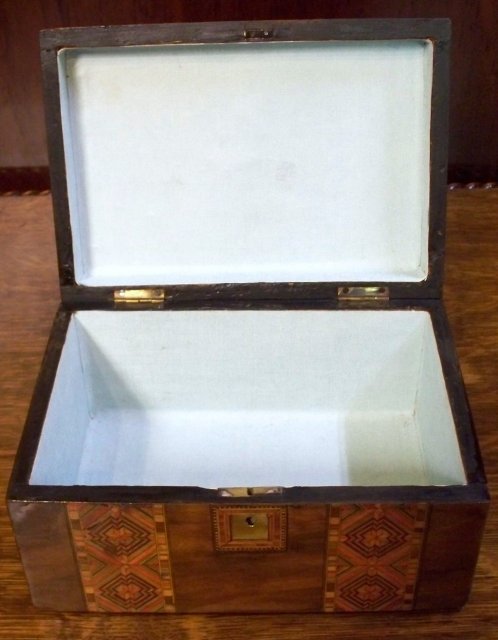English 19th Century Burl Walnut Tunbridge Ware Inlaid Box, 1860