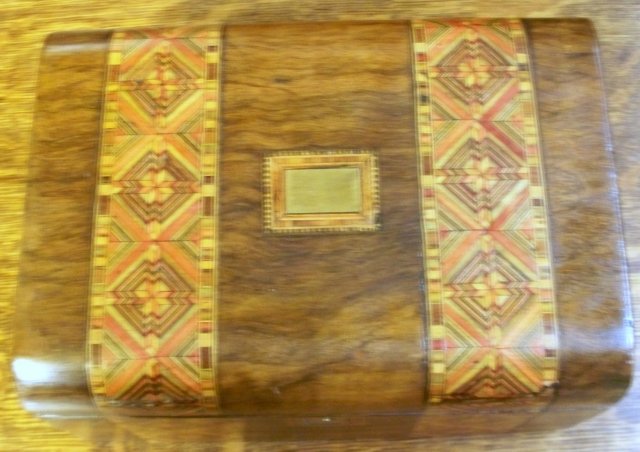 English 19th Century Burl Walnut Tunbridge Ware Inlaid Box, 1860
