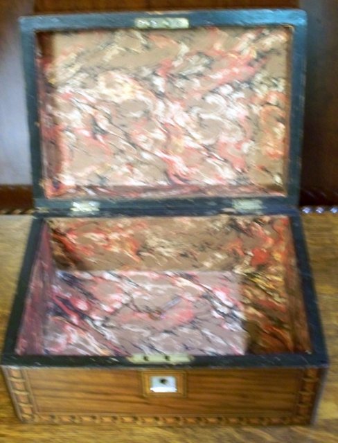 Antique Rosewood Inlaid Vanity Box With Tunbridge Ware & Mother Of Pearl Inlays,1870