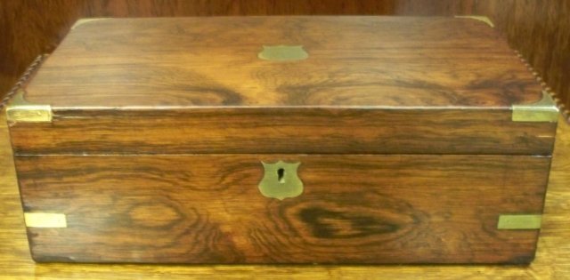 Georgian English Rosewood Writing Box, Leather Writing Slope, & Inkwell, 1830