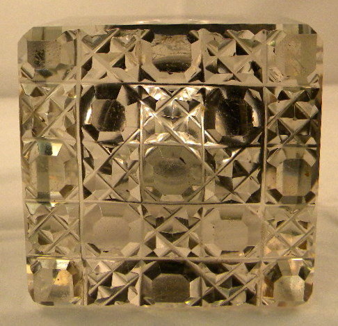English Antique Large Cut Glass Inkwell, Circa 1880