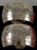 Pr. Silver Art Nouveau Napkin Rings In Original Box, 1899