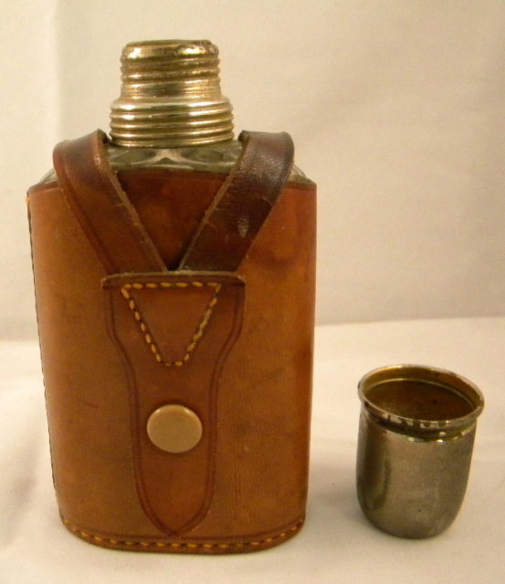 English Edwardian Flask in Leather Case, 1920
