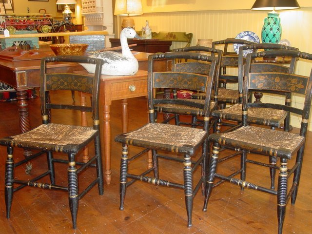 Late Federal Painted & Gilt Decorated Side Chairs