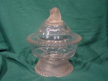 Pressed Glass Lion Compot
