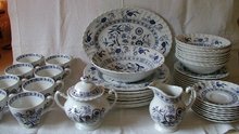 J and G Meakin Blue Nordic Onion Pattern 45 Pieces
