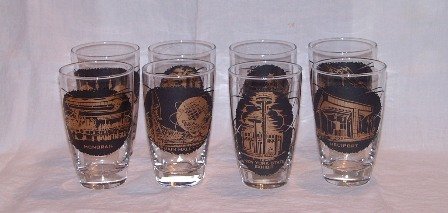 Libbey Glass NY World's Fair 1964 Set of 8 in Box