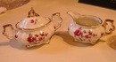 Roses and Violets Creamer and Sugar Bowl with