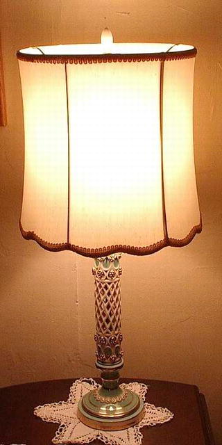 Vintage Lamp Turquoise and White Porcelain