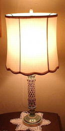 Vintage Lamp Turquoise and White Porcelain