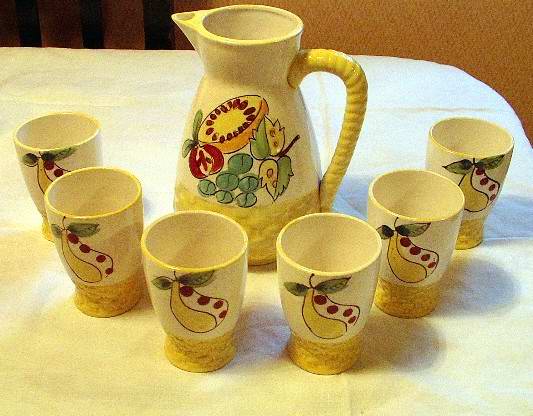 Juice Set Pitcher and Six Cups Made in Japan