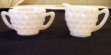 Milk Glass Cream and Sugar Believed Jeanette Cube